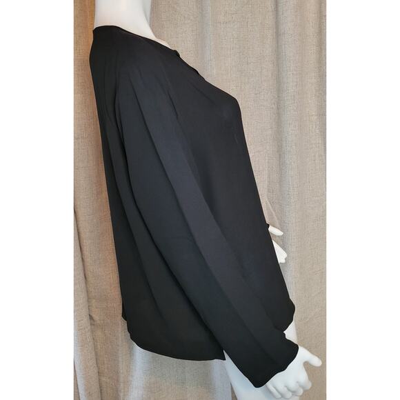 Eileen Fisher Silk Georgette Crepe Round Neck Button Blouse Minimalist Size M - Picture 5 of 6